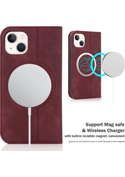 iPhone 14 Manyetik Pu Deri Koruyucusu Telefon Kılıfı (Yurt Dışından)