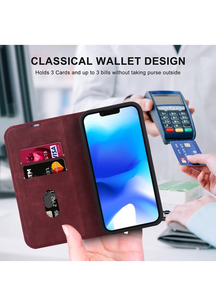 iPhone 14 Manyetik Pu Deri Koruyucusu Telefon Kılıfı (Yurt Dışından)