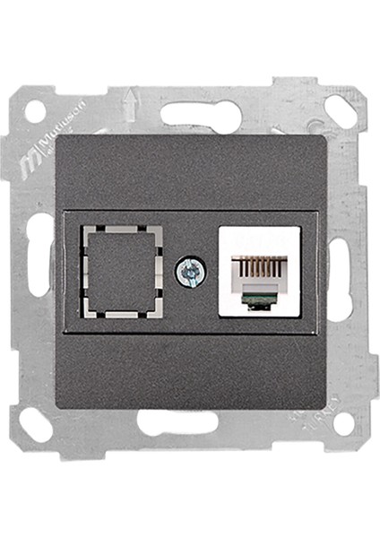 Rita Mekanizmalı Tuş Telefon Prizi 1XRJ12 Füme