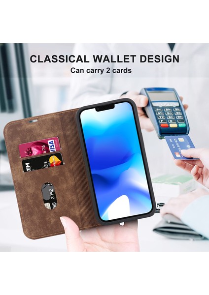 iPhone 14 Manyetik Pu Deri Koruyucusu Telefon Kılıfı (Yurt Dışından)