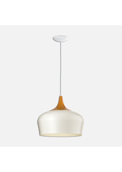 Obregon Çelik E27 Duy Yuvarlak Tekli Modern Sarkıt Krem