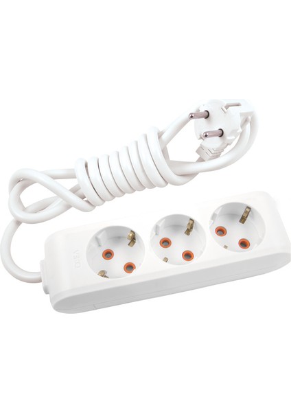Multi-Let 3'lü Topraklı Kablolu Çocuk Korumalı 3 Metre Priz Beyaz