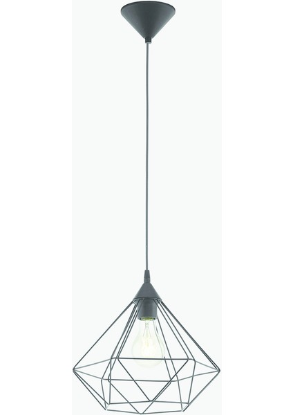 Tarbes Çelik Üçgen Tekli Modern Sarkıt Siyah