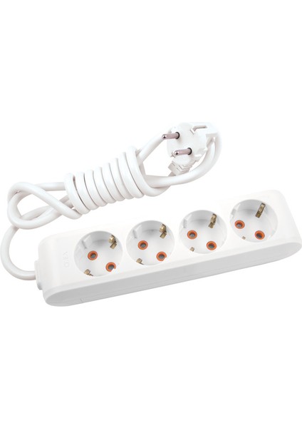 Multi-Let 4'lü Topraklı Kablolu Çocuk Korumalı 5 Metre Priz Beyaz