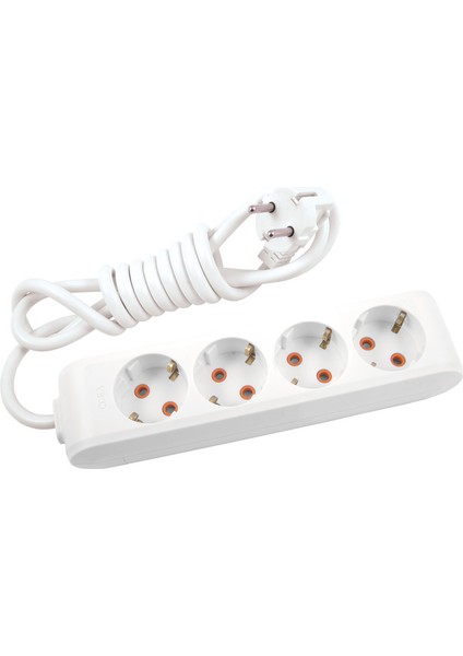Multi-Let 4'lü Topraklı Kablolu Çocuk Korumalı 3 Metre Priz Beyaz