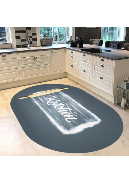 Dijital Baskılı Kaymaz Taban Yıkanabilir Oval Mutfak Halısı Yolluk, V-O-Mutfak-28-Gri, fiyatları