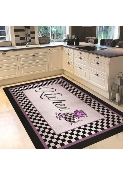 Dijital Baskılı Kaymaz Taban Yıkanabilir Mutfak Halısı Yolluk, V-Mutfak-48-Mor, fiyatları