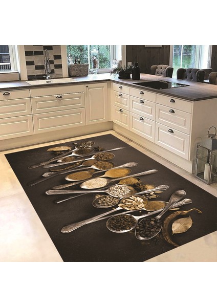 Dijital Baskılı Kaymaz Taban Yıkanabilir Mutfak Halısı Yolluk, V-Mutfak-33-Kahve, fiyatları