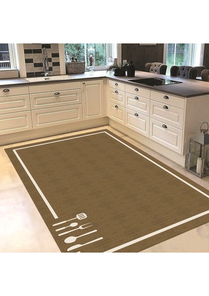Dijital Baskılı Kaymaz Taban Yıkanabilir Mutfak Halısı Yolluk, V-Mutfak-06-Kahve, fiyatları
