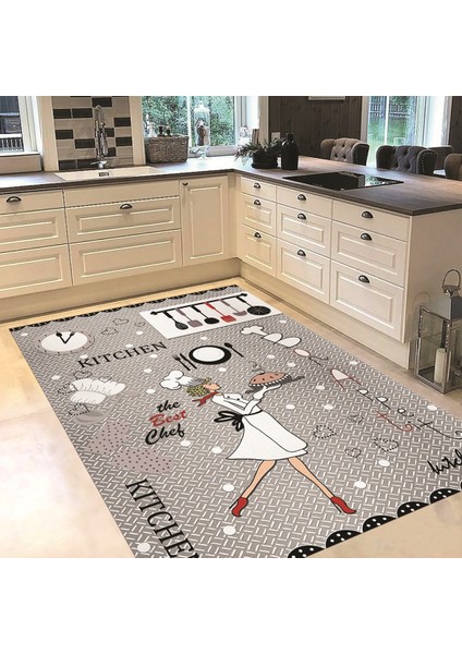 Dijital Baskılı Kaymaz Taban Yıkanabilir Mutfak Halısı Yolluk, V-Mutfak-03-Gri, fiyatları
