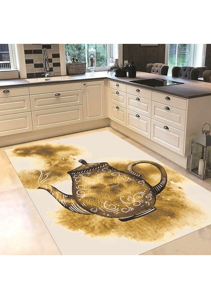 Dijital Baskılı Kaymaz Taban Yıkanabilir Mutfak Halısı Yolluk, V-Mutfak-23-Kahve, fiyatları