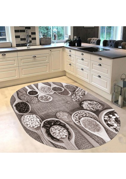 Dijital Baskılı Kaymaz Taban Yıkanabilir Oval Mutfak Halısı Yolluk, V-O-Mutfak-29-Vizon, fiyatları