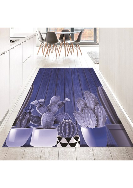 Dijital Baskılı Kaymaz Taban Yıkanabilir Mutfak Halısı Yolluk, V-Mutfak-24-Mavi,