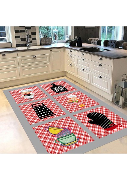 Dijital Baskılı Kaymaz Taban Yıkanabilir Mutfak Halısı Yolluk, V-Mutfak-43-Gri, fiyatları