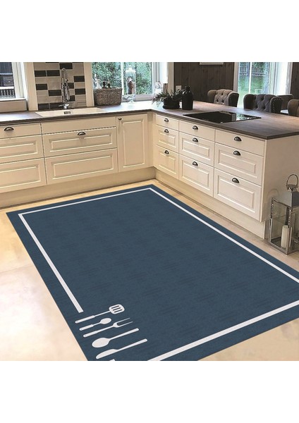 Dijital Baskılı Kaymaz Taban Yıkanabilir Mutfak Halısı Yolluk, V-Mutfak-06-Mavi, fiyatları