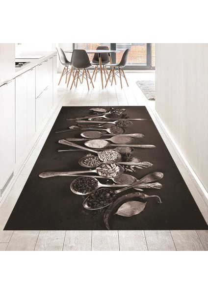Dijital Baskılı Kaymaz Taban Yıkanabilir Mutfak Halısı Yolluk, V-Mutfak-33-Vizon,