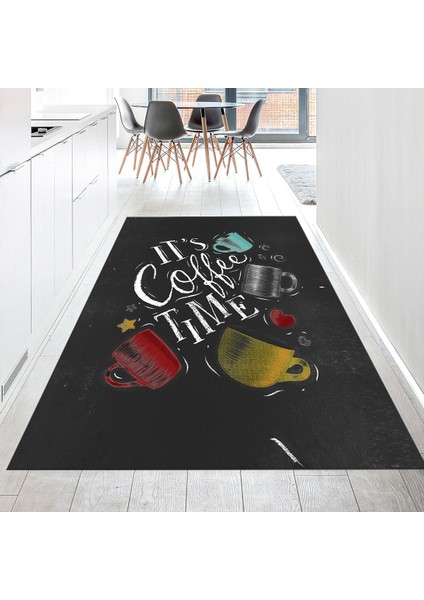 Dijital Baskılı Kaymaz Taban Yıkanabilir Mutfak Halısı Yolluk, V-Mutfak-44-Antrasit,