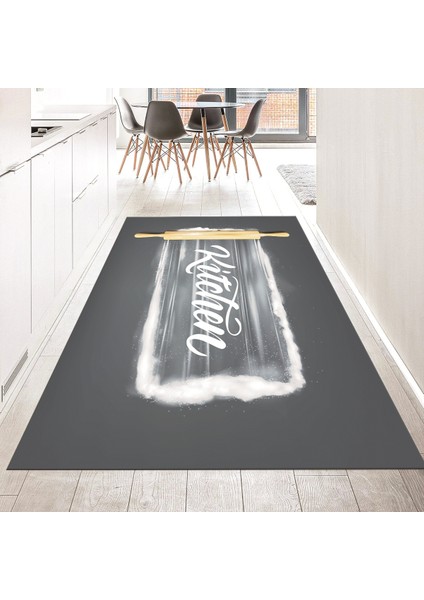 Dijital Baskılı Kaymaz Taban Yıkanabilir Mutfak Halısı Yolluk, V-Mutfak-28-Gri,