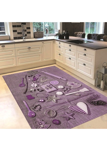 Dijital Baskılı Kaymaz Taban Yıkanabilir Mutfak Halısı Yolluk, V-Mutfak-16-Mor, fiyatları