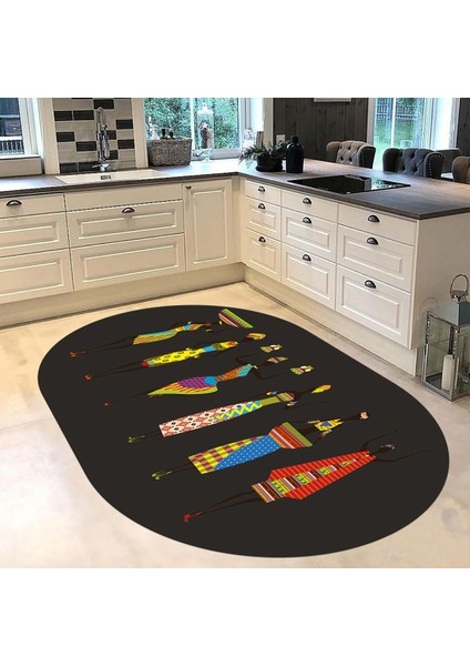 Dijital Baskılı Kaymaz Taban Yıkanabilir Oval Mutfak Halısı Yolluk, V-O-Mutfak-40-Antrasit, fiyatları