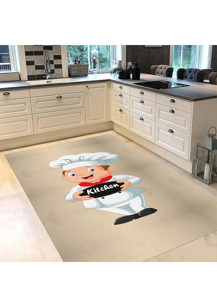 Dijital Baskılı Kaymaz Taban Yıkanabilir Mutfak Halısı Yolluk, V-Mutfak-05-Krem, fiyatları