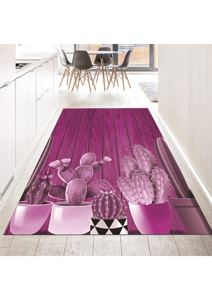Dijital Baskılı Kaymaz Taban Yıkanabilir Mutfak Halısı Yolluk, V-Mutfak-24-Mor,