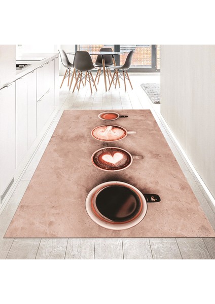Dijital Baskılı Kaymaz Taban Yıkanabilir Mutfak Halısı Yolluk, V-Mutfak-22-Pembe,