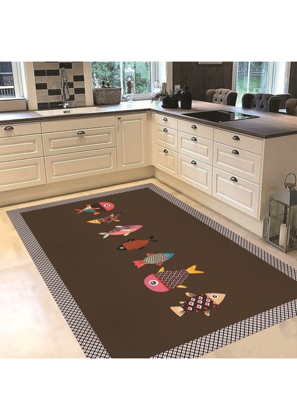 Dijital Baskılı Kaymaz Taban Yıkanabilir Mutfak Halısı Yolluk, V-Mutfak-11-Kahve, fiyatları