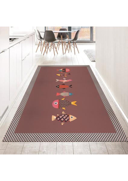 Dijital Baskılı Kaymaz Taban Yıkanabilir Mutfak Halısı Yolluk, V-Mutfak-11-Pembe,