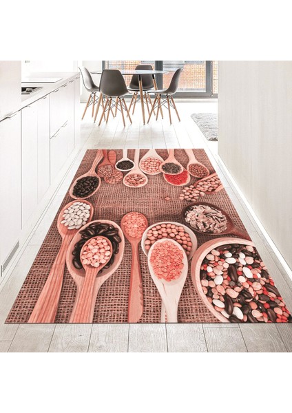 Dijital Baskılı Kaymaz Taban Yıkanabilir Mutfak Halısı Yolluk, V-Mutfak-29-Pembe,