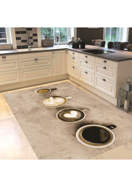 Dijital Baskılı Kaymaz Taban Yıkanabilir Mutfak Halısı Yolluk, V-Mutfak-22-Kahve, fiyatları