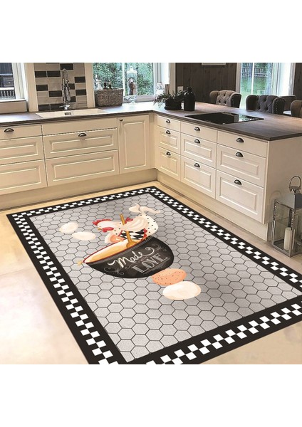 Dijital Baskılı Kaymaz Taban Yıkanabilir Mutfak Halısı Yolluk, V-Mutfak-08-Siyah, fiyatları