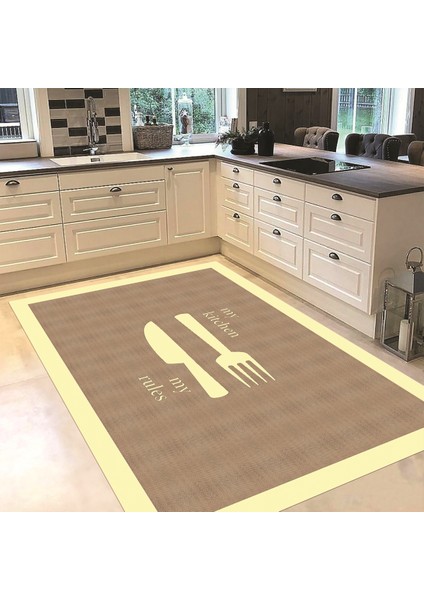 Dijital Baskılı Kaymaz Taban Yıkanabilir Mutfak Halısı Yolluk, V-Mutfak-09-Krem, fiyatları