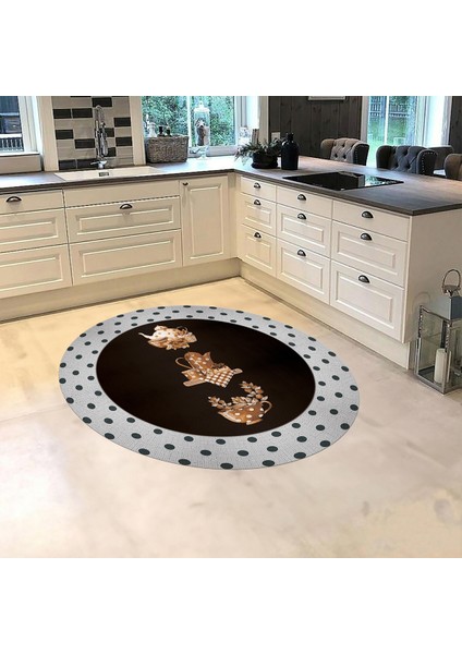 Dijital Baskılı Kaymaz Taban Yıkanabilir Yuvarlak Mutfak Halısı Yolluk, V-Y-Mutfak-01-Kahve, fiyatları