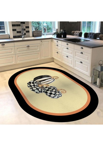 Dijital Baskılı Kaymaz Taban Yıkanabilir Oval Mutfak Halısı Yolluk, V-O-Mutfak-13-Krem, fiyatları