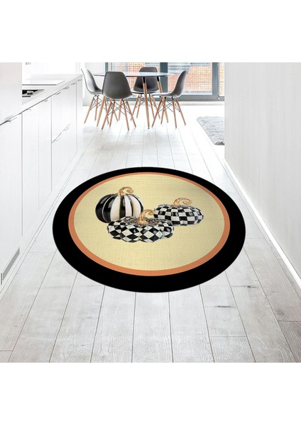 Dijital Baskılı Kaymaz Taban Yıkanabilir Yuvarlak Mutfak Halısı Yolluk, V-Y-Mutfak-13-Krem,