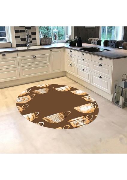 Dijital Baskılı Kaymaz Taban Yıkanabilir Yuvarlak Mutfak Halısı Yolluk, V-Y-Mutfak-26-Kahve, fiyatları