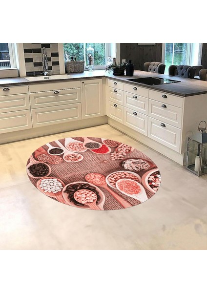 Dijital Baskılı Kaymaz Taban Yıkanabilir Yuvarlak Mutfak Halısı Yolluk, V-Y-Mutfak-29-Pembe, fiyatları