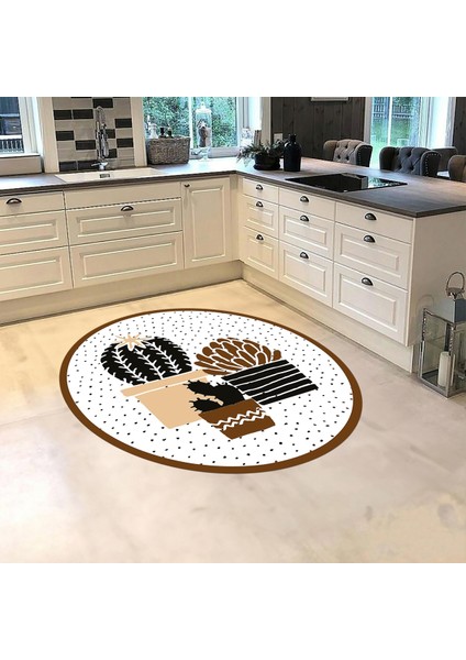 Dijital Baskılı Kaymaz Taban Yıkanabilir Yuvarlak Mutfak Halısı Yolluk, V-Y-Mutfak-38-Kahve, fiyatları