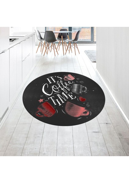 Dijital Baskılı Kaymaz Taban Yıkanabilir Yuvarlak Mutfak Halısı Yolluk, V-Y-Mutfak-44-Kırmızı,