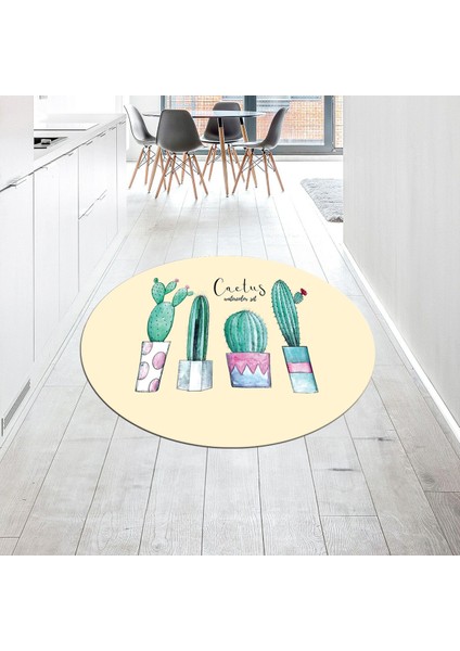 Dijital Baskılı Kaymaz Taban Yıkanabilir Yuvarlak Mutfak Halısı Yolluk, V-Y-Mutfak-30-Bej,