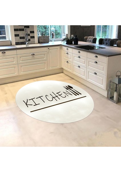 Dijital Baskılı Kaymaz Taban Yıkanabilir Yuvarlak Mutfak Halısı Yolluk, V-Y-Mutfak-49-Krem, fiyatları