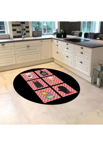 Dijital Baskılı Kaymaz Taban Yıkanabilir Yuvarlak Mutfak Halısı Yolluk, V-Y-Mutfak-43-Siyah, fiyatları