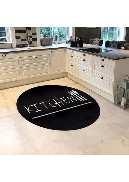 Dijital Baskılı Kaymaz Taban Yıkanabilir Yuvarlak Mutfak Halısı Yolluk, V-Y-Mutfak-49-Siyah, fiyatları