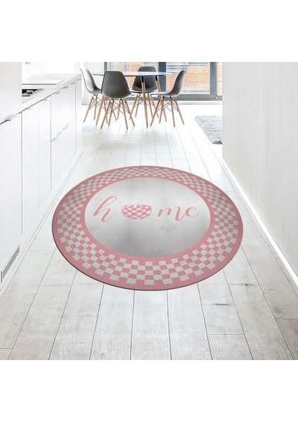 Dijital Baskılı Kaymaz Taban Yıkanabilir Yuvarlak Mutfak Halısı Yolluk, V-Y-Mutfak-12-Pembe,