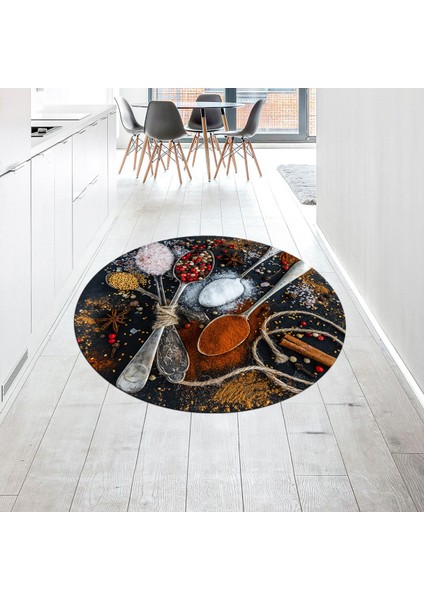 Dijital Baskılı Kaymaz Taban Yıkanabilir Yuvarlak Mutfak Halısı Yolluk, V-Y-Mutfak-19-Renkli,