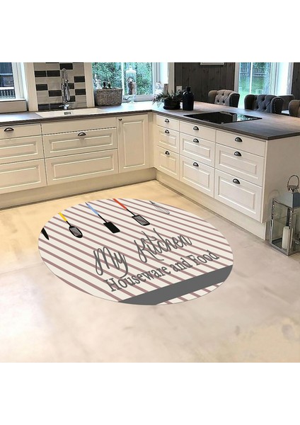 Dijital Baskılı Kaymaz Taban Yıkanabilir Yuvarlak Mutfak Halısı Yolluk, V-Y-Mutfak-32-Gri, fiyatları