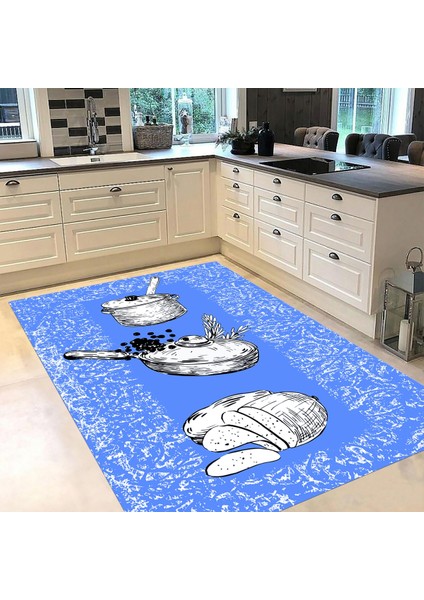 Dijital Baskılı Kaymaz Taban Yıkanabilir Mutfak Halısı Yolluk, V-Mutfak-45-Mavi, fiyatları