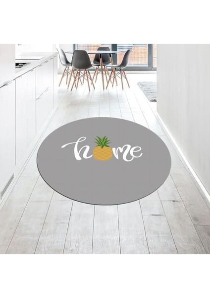 Dijital Baskılı Kaymaz Taban Yıkanabilir Yuvarlak Mutfak Halısı Yolluk, V-Y-Mutfak-31-Gri,