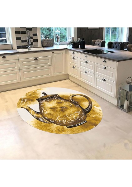 Dijital Baskılı Kaymaz Taban Yıkanabilir Yuvarlak Mutfak Halısı Yolluk, V-Y-Mutfak-23-Kahve, fiyatları